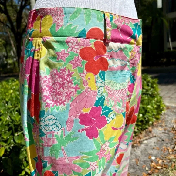 Vintage Lilly Pulitzer Harborview Pants Size 4 Capris Hawaiian Birds Floral - Picture 4 of 16
